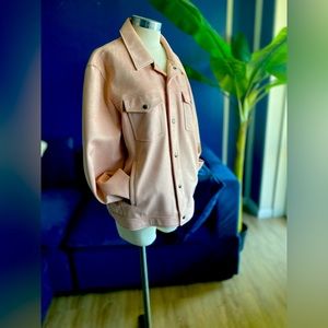 Pale Pink Faux Suede Men’s Sports Jacket